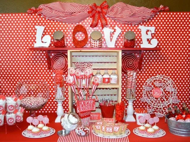 Mesas de postres de san valentin